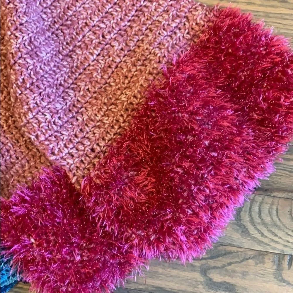 4 Handmade knitted, crocheted, scarfs bundle of 4